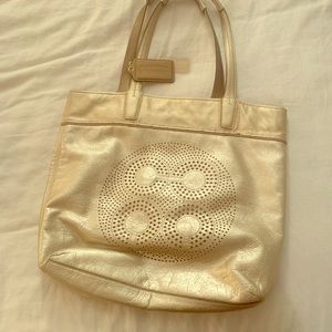 Gold Metallic Coach Signature Tote